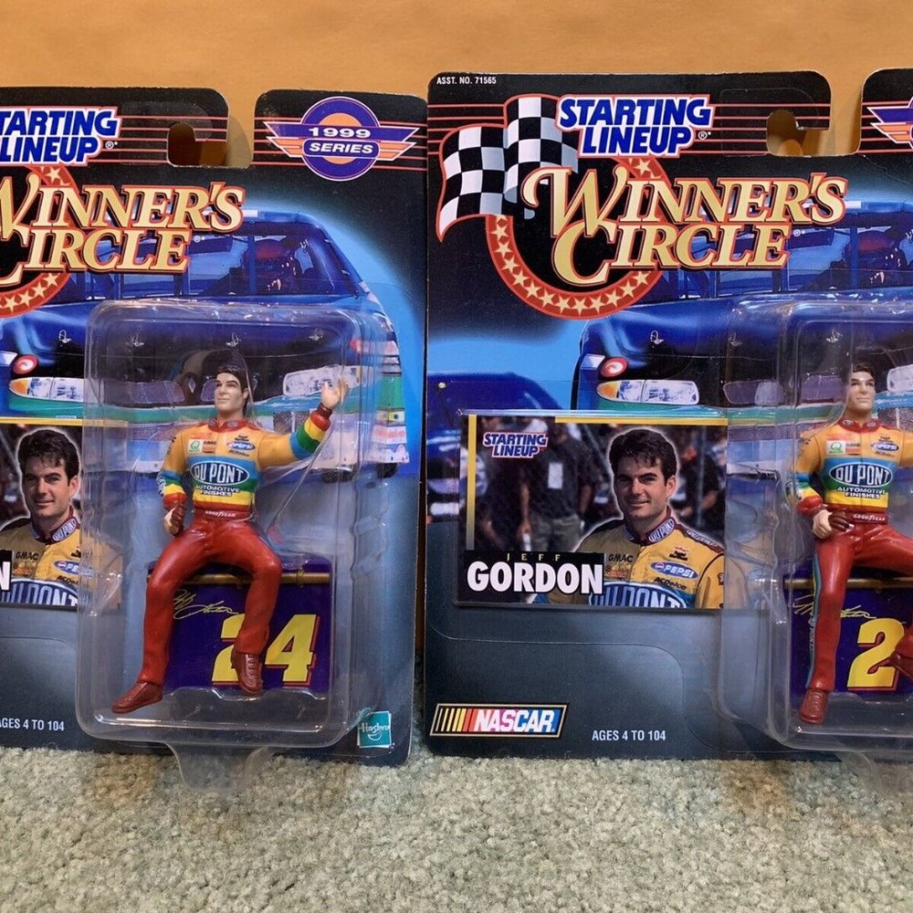 2  1999 Jeff Gordon Starting Lineup Figure Lot NAscar Racing Old Store Stock SLU
